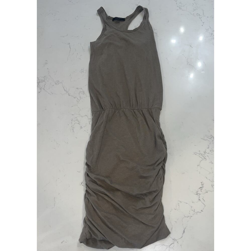 All Saints Brown Ruched Midi Dress - Small
